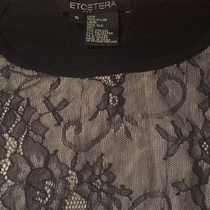 Ecetera Black Lace Short Sleeved Top. Small